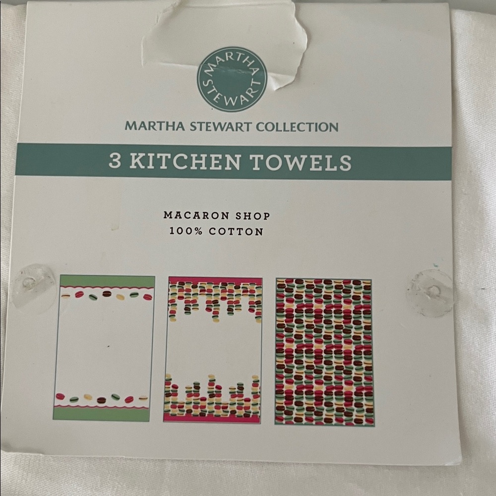 Martha Stewart macaron shop 100 % cotton towels - Picture 2 of 4